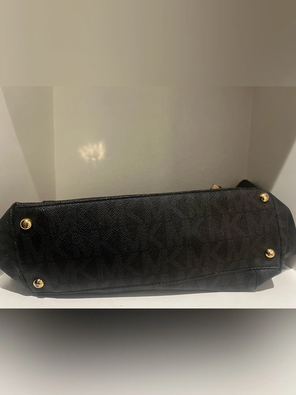 Michael Kors Black Signature MK Tote Bag Large Zip Top Shoulder Purse